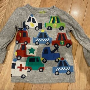 Next Kids Gray Long Sleeve Shirt with Colorful Cars